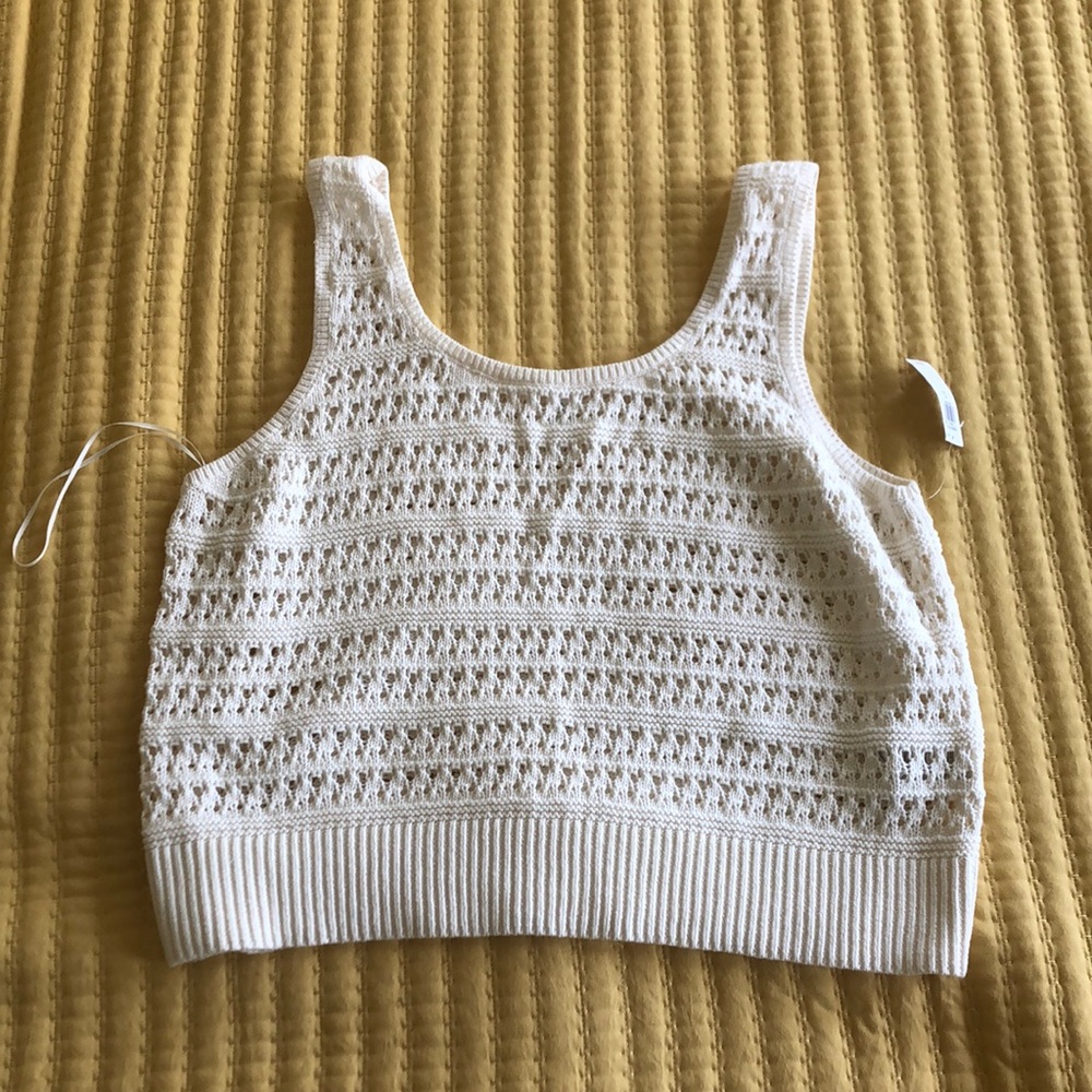 New Cream Crocheted Old Navy Cropped Knit Tank Top